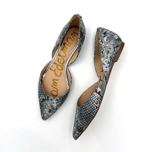 Sam Edelman Gray Snakeskin Pointed Toe D'Orsay Flats